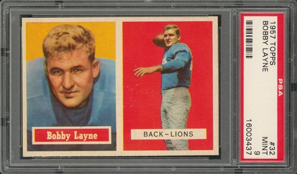 1957 Topps Football #32 Bobby Layne – PSA MINT 9